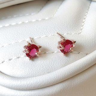 Faux Gemstone Sterling Silver Earring E1030 - 1 Pair - 925 Silver - Earring - Red - One Size
