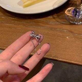 Bow Chained Sterling Silver Cuff Earring