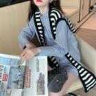 Long-sleeve Shirt / Striped Shawl