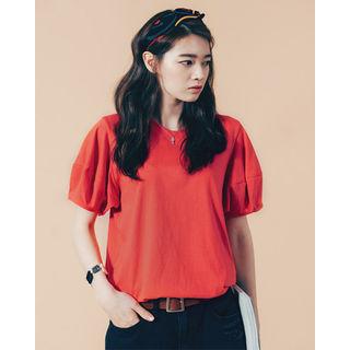Puff-sleeve Cotton T-shirt