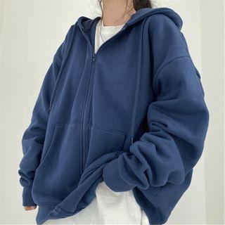 Oversized Plain Zipped Hoodie