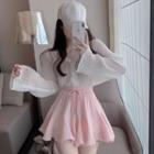 Button-up Knit Top / A-line Skirt