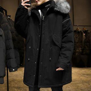Fluffy Trim Hooded Parka