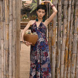 V-neck Open Back Maxi Sundress