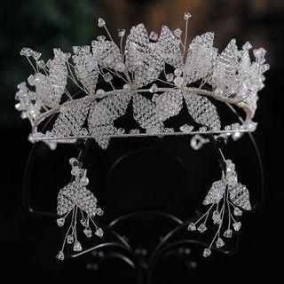 Faux Crystal Wedding Headband Clip On Earring - Silver - One Size