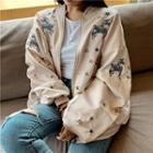 Embroidered Baseball Jacket Almond - One Size