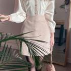 Fringe-trim Tweed Miniskirt