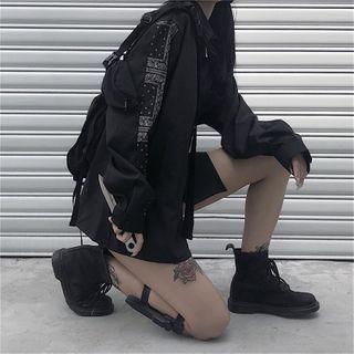 Paisley Print Panel Shirt Black - One Size