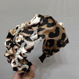 Faux Pearl Leopard Print Headband