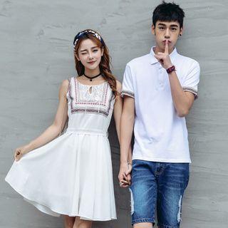 Couple Matching Short-sleeve Polo Shirt / Sleeveless A-line Dress