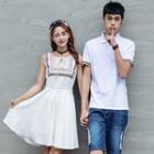 Couple Matching Short-sleeve Polo Shirt / Sleeveless A-line Dress
