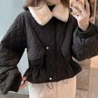 Drawstring Padded Buttoned Jacket