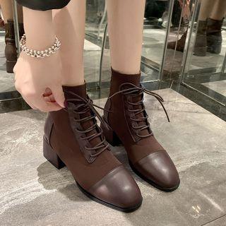 Lace-up Block-heel Short Boots