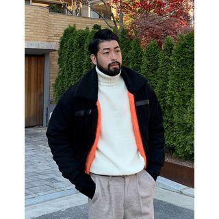Fleece-collar Oversized Flight Jacket