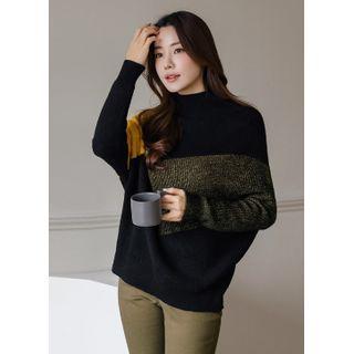 Dolman-sleeve Color-block Sweater