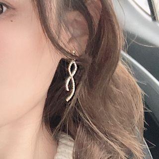 Rhinestone Faux Pearl Curve Dangle Earring