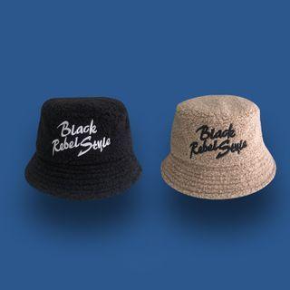 Letter Embroidered Fleece Bucket Hat