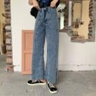 Splitted High-waist Wide-leg Jeans