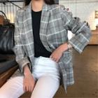 Flap-pocket Double-breasted Check Blazer