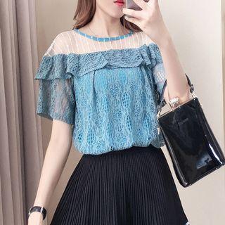 Short-sleeve Ruffle Lace Top