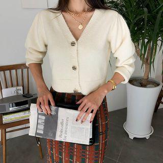 Cropped Knit Cardigan & Scarf Set