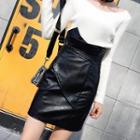 Faux Leather High Waist Mini Skirt