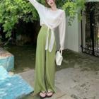 Long-sleeve T-shirt / High Waist Wide Leg Pants