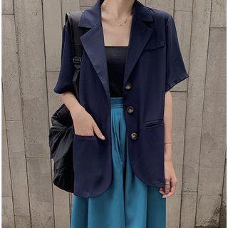 Elbow-sleeve Blazer / Midi Skirt