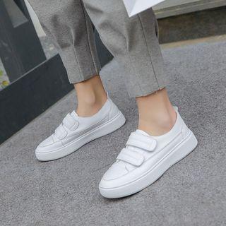 Adhesive Strap Genuine Leather Sneakers