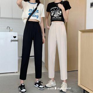 High Waist Baggy Cropped Dress Pants