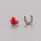 Non-matching Heart Sterling Silver Earring