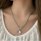 Faux Pearl Geometric Pendant Alloy Necklace Xl1260 - Silver - One Size