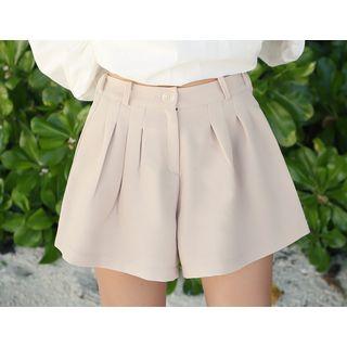 Pleat-front Band-waist Shorts