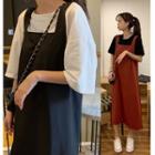 Simple Long Jumper Skirt Black - Xxxs