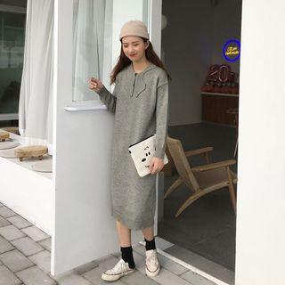 Long-sleeve Straight Cut Midi Knit Dress