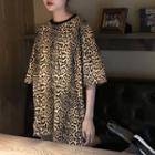 Leopard Loose-fit Short-sleeve T-shirt As Figure - One Size