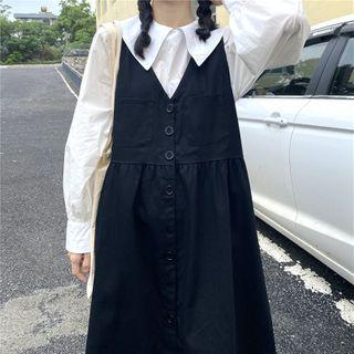 Blouse / Midi Pinafore Dress