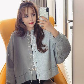 Two-tone Lace-up Pullover