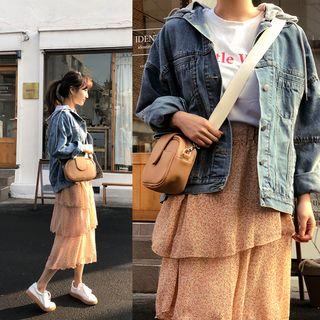 Hooded-layered Denim Jacket Light Blue - One Size Size