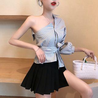 One-shoulder Striped Blouse / Skort