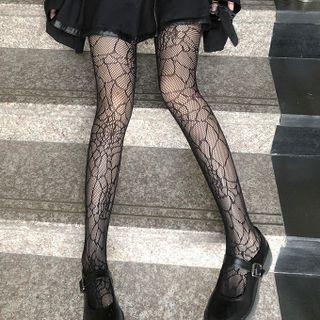 Spiderweb Fishnet Tights Black - One Size