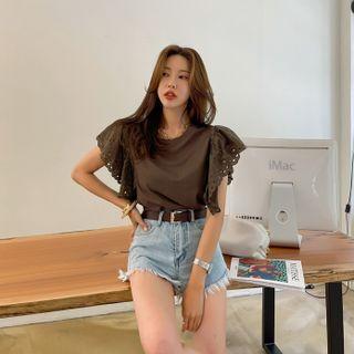 Lacey Flutter-sleeve Top
