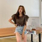 Lacey Flutter-sleeve Top