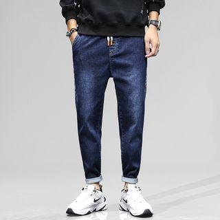 Print Panel Tapered Jeans