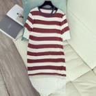 Mock Two-piece Stripe Short-sleeve Knit Dress