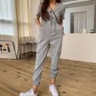 V-neck Drawcord-waist Jogger Jumpsuit
