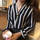 Pinstripe Loose-fit Blouse