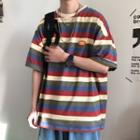Striped Round-neck Short-sleeve T-shirt