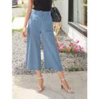 Plus Size Belted Cropped Wide-leg Pants