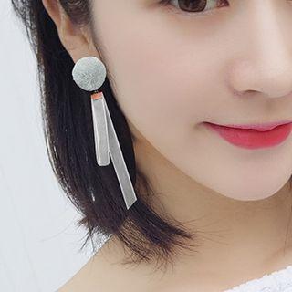 Asymmetric Furry Drop Earring